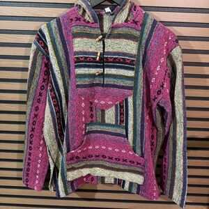 Baja Hoodie Sweater in Pink and Multicolor